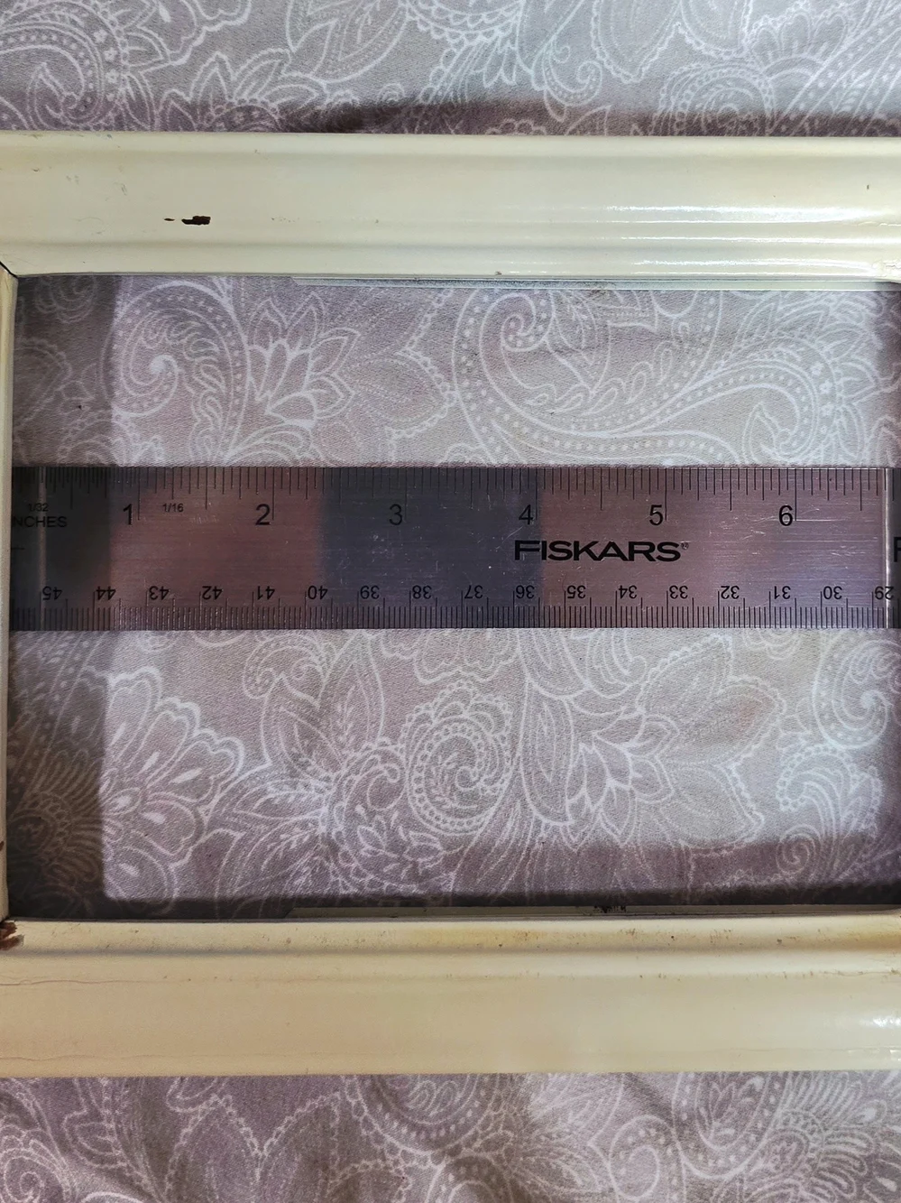 Vintage Off White Wood & Metal Channel Slide In Picture Frame 5.5x7.5